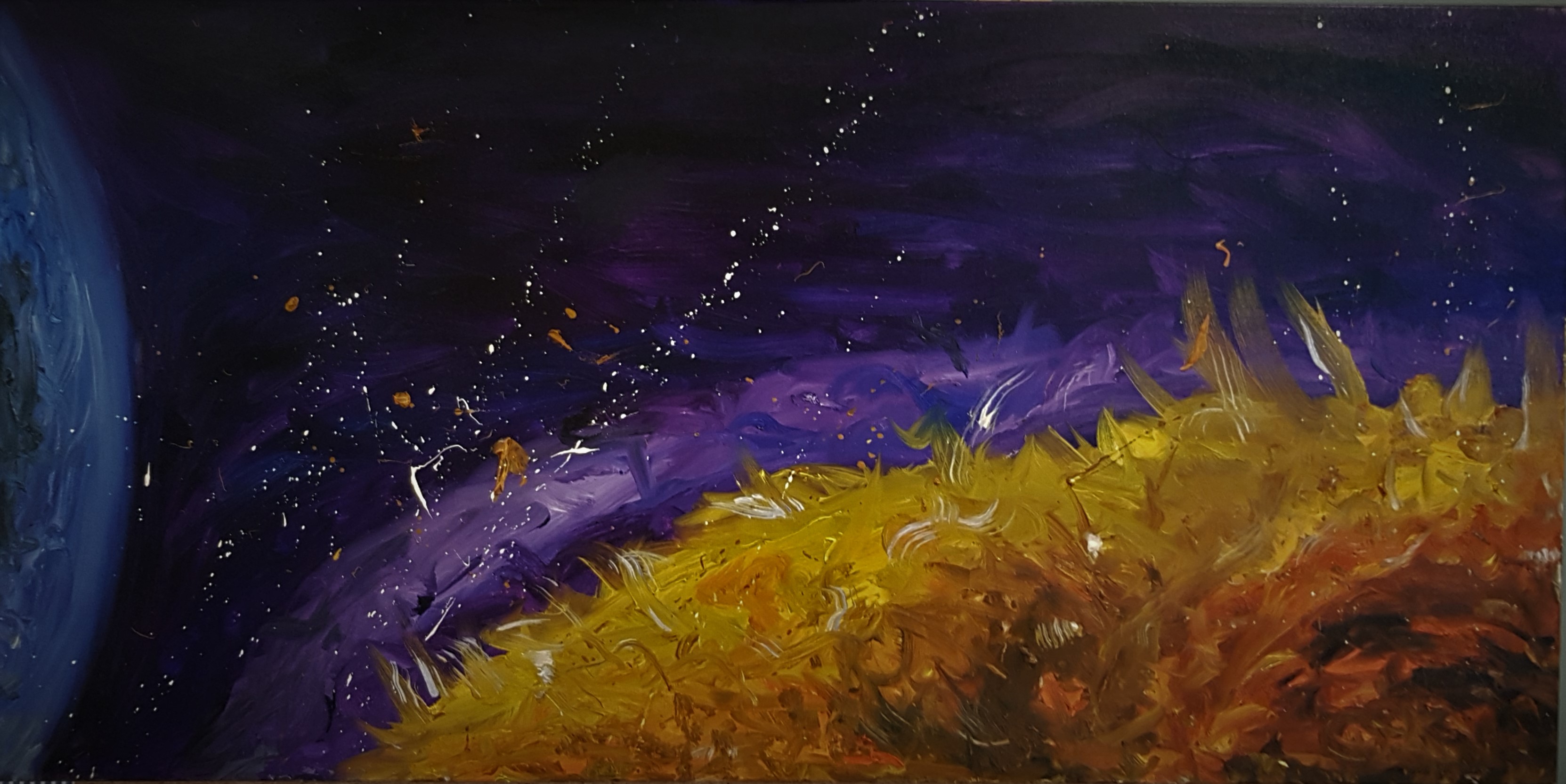 meteorite huile sur canevas galerie 36x18
